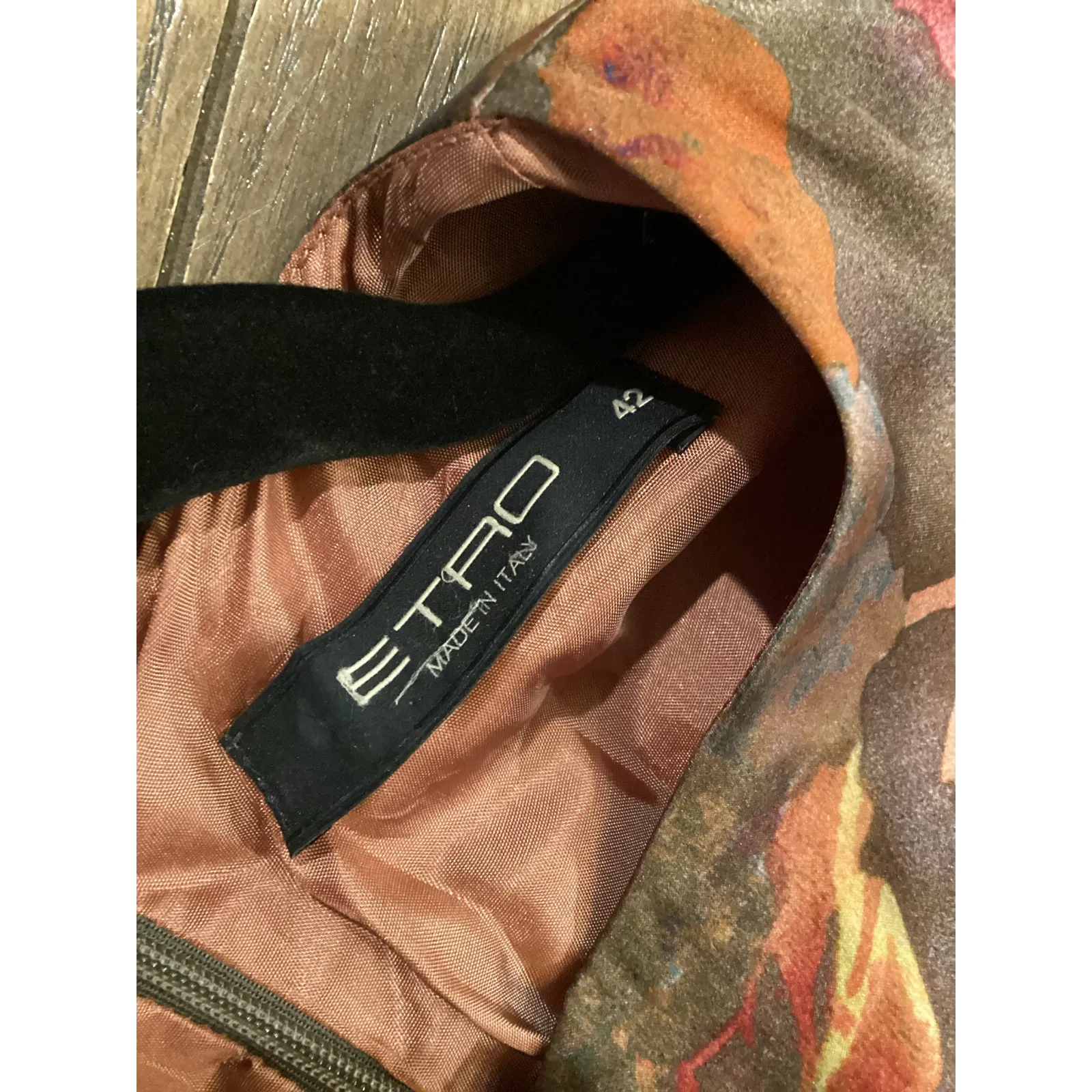 Etro Cap Sleeve multi color side ruched floral silk knee length mini dress 42 Green Size undefined - Image 9