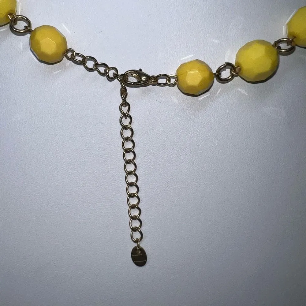 Faceted Yellow Vintage Look‎ Beaded Necklace Yellow - Image 6