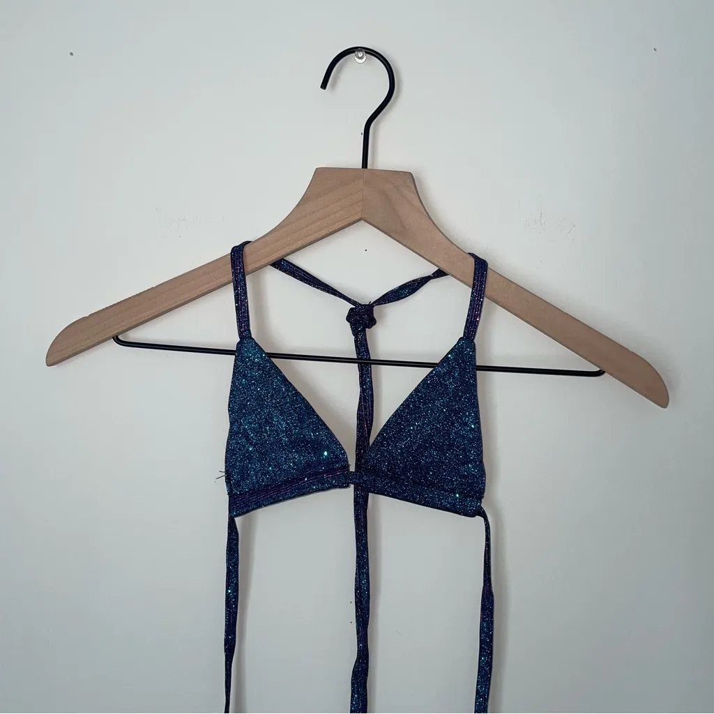 Sparkly Blue Bikini Top‎ Size XS - Image 2