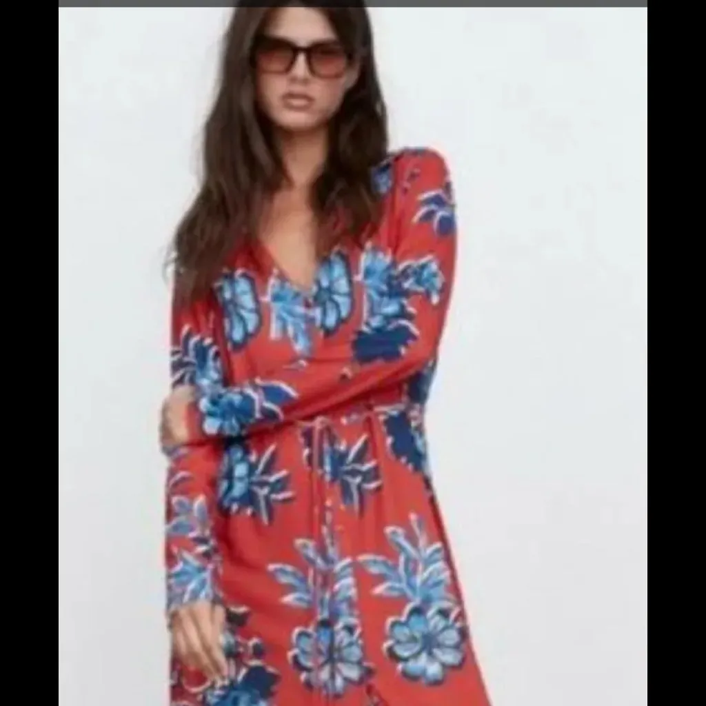 Zara Floral button down midi dress size S - Image 3