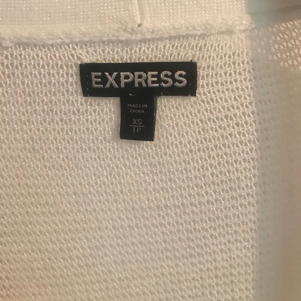 EXPRESS white tight mesh batwing open cardigan - Image 5