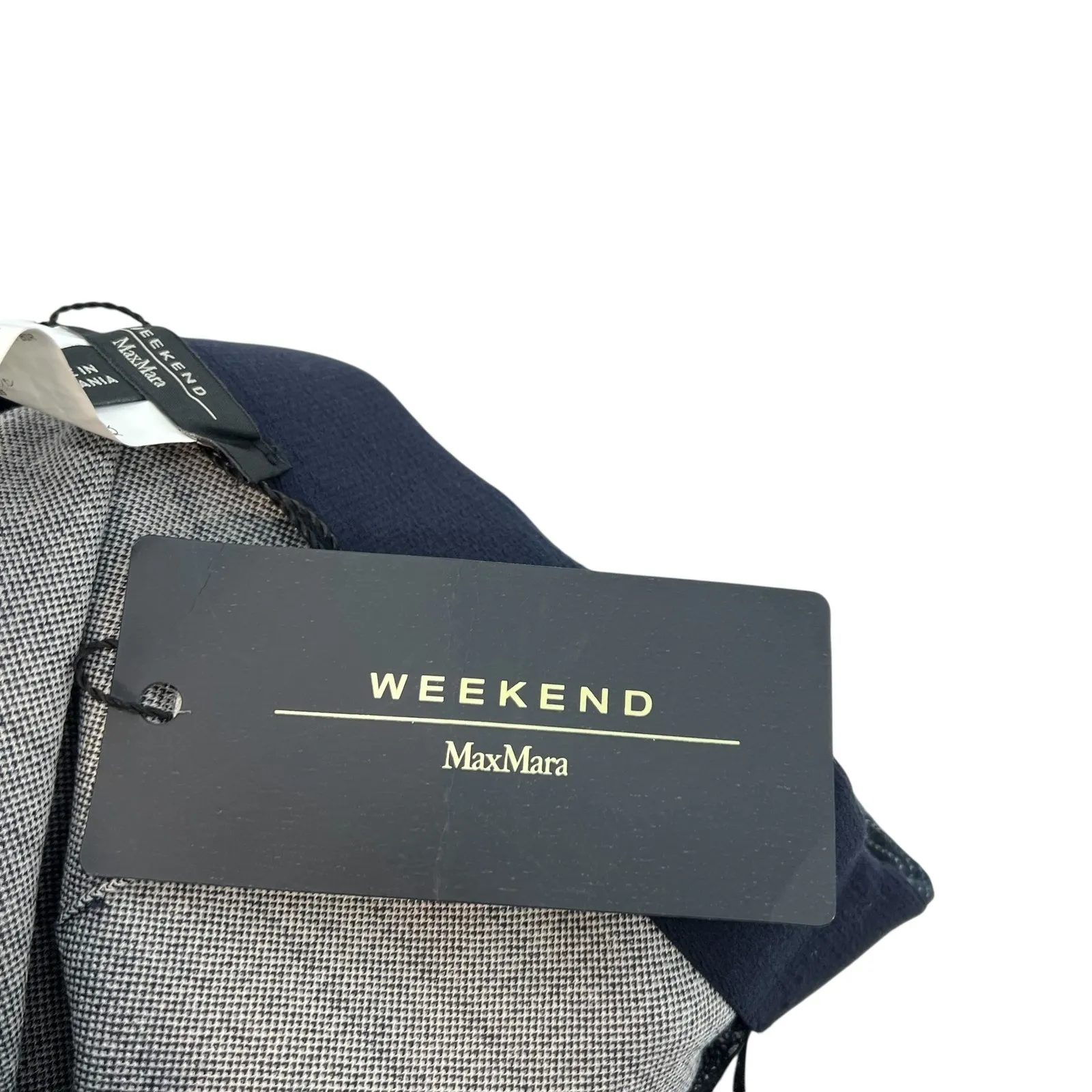 Weekend Max Mara Skirt Midi Pencil Ruched Draped Pinstripe Navy Blue Size‎ XL - Image 9