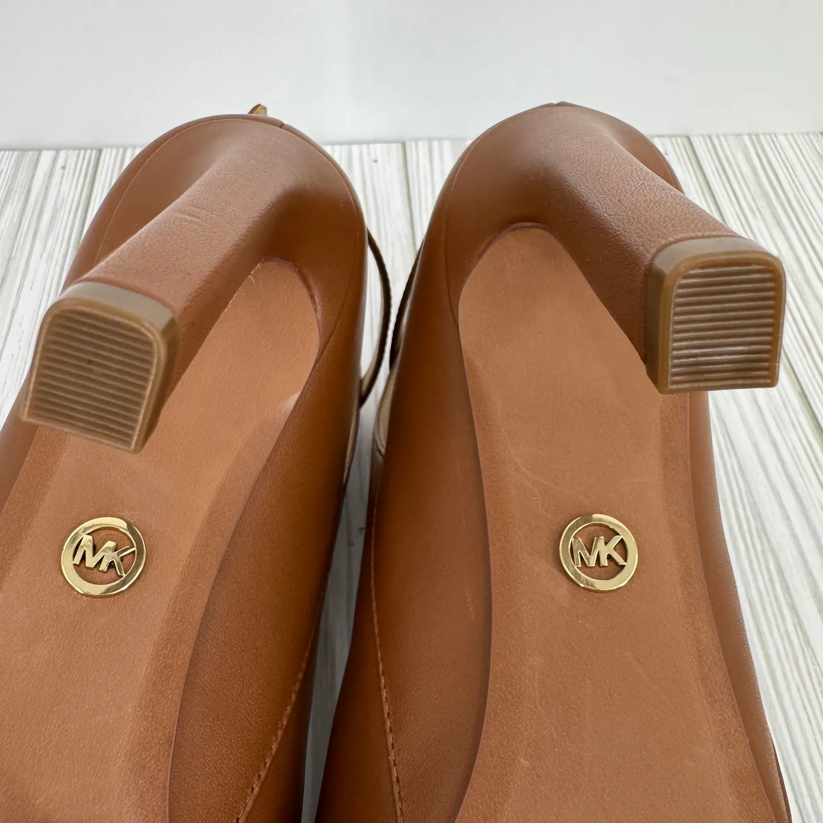 Michael Kors Lawson booties 8.5 ankle peep toe stiletto boots brown leather NEW - Image 9