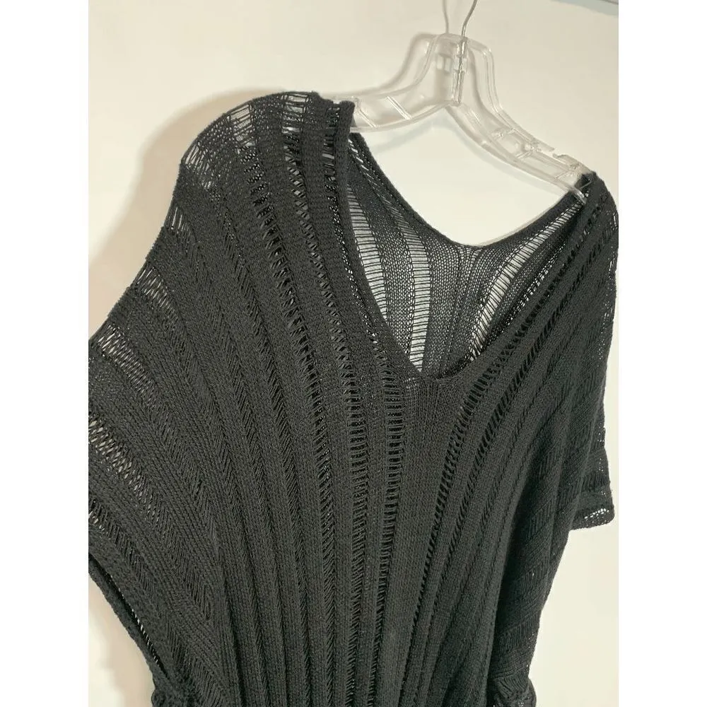 Women's Mesh Front Tie Beach Swimwear Swim Cover Up Mini Dress Black One Size Size undefined - Image 4