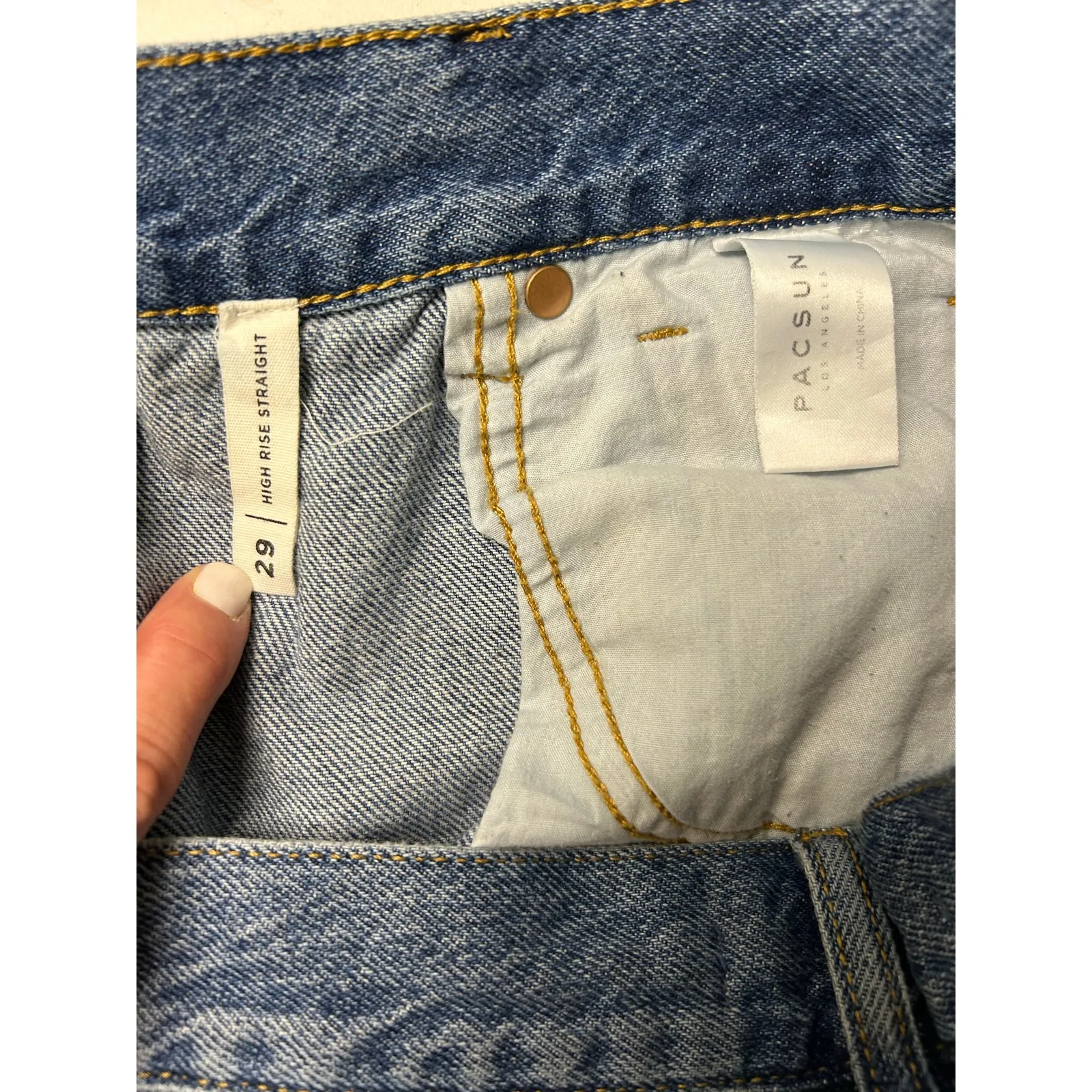 PacSun high rise, straight leg medium wash jeans with cropped ankle size 29 - Image 5