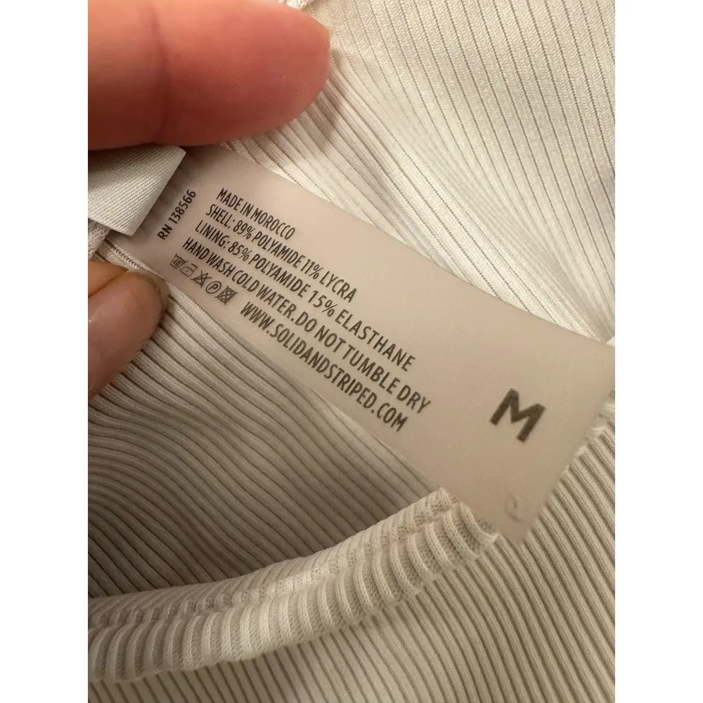 Solid & Striped Micro Ribber Cropped White Tank Top Size Medium - Image 6