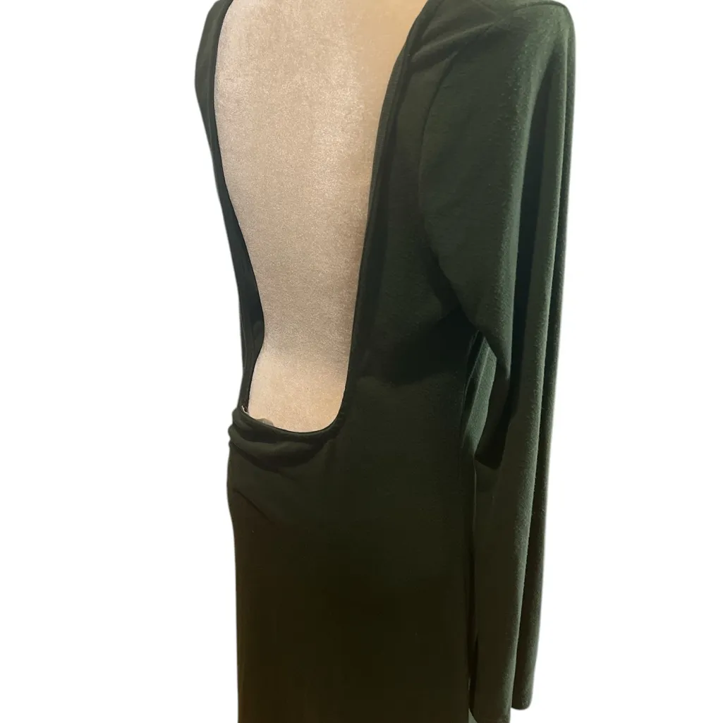 NWOT Free People Beach Chic‎ Forest Green Long Sleeve Open Back dress size large - Image 5