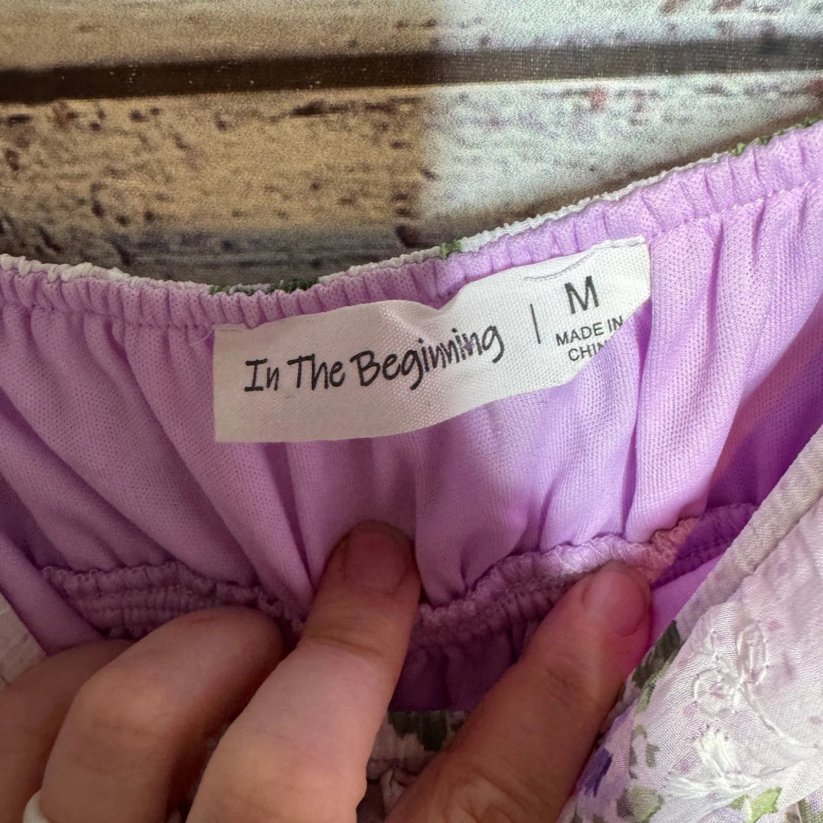 In The Beginnings Cottage Core Lavender Floral Tiered Dress Tea Party Med Purple - Image 4