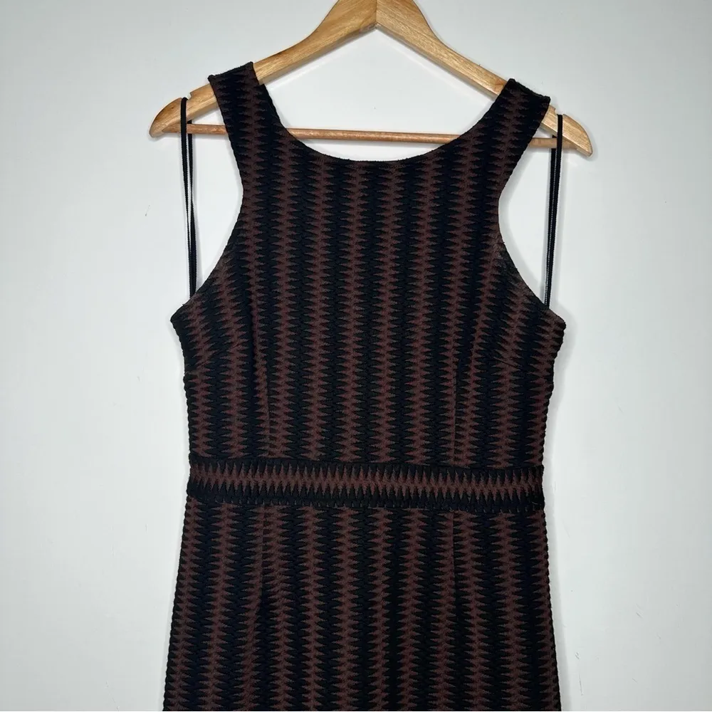 Maeve Anthropologie Brown/Black Meridian Vertical Stripe Dress Size Medium - Image 3