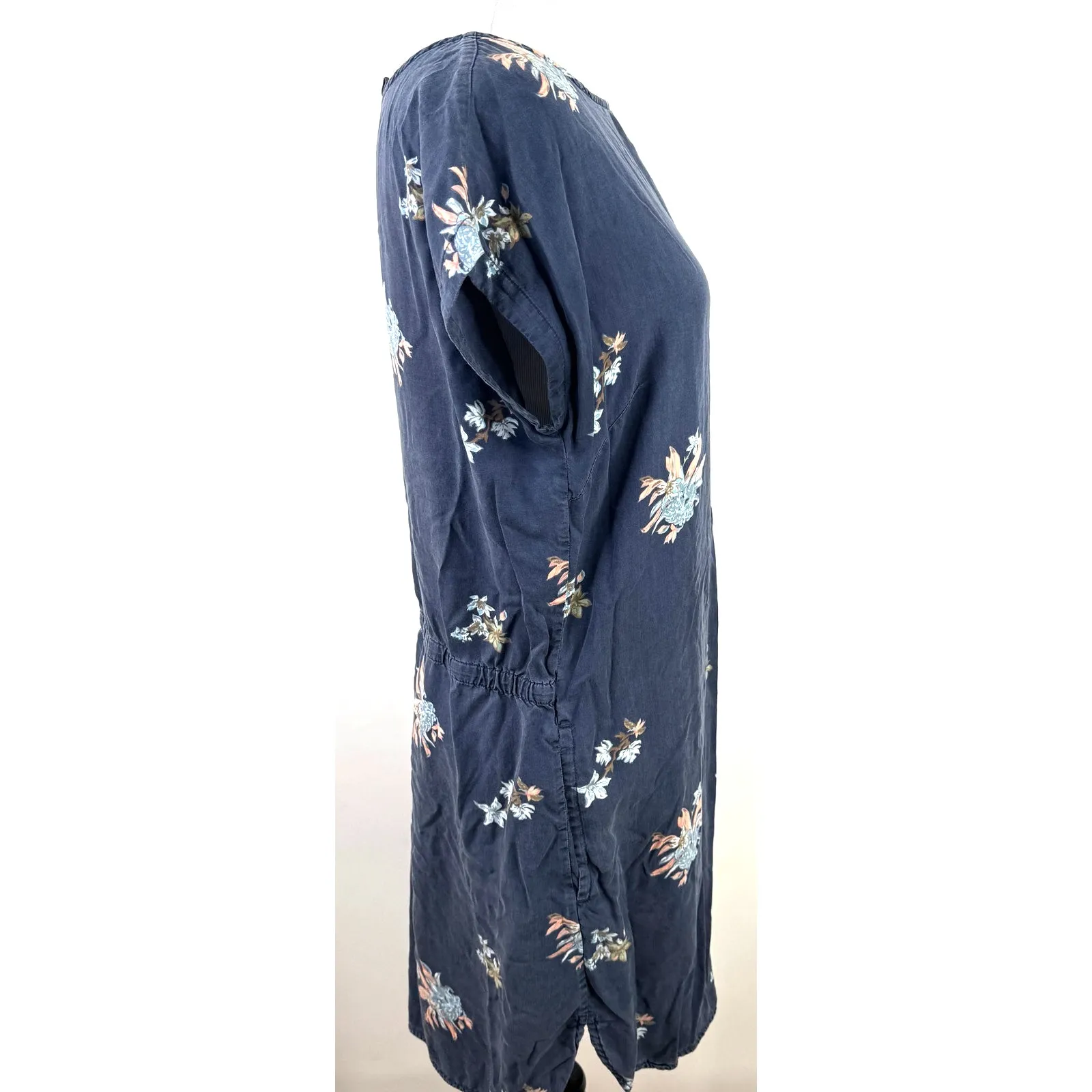 Patagonia Navy Blue Floral June Lake Tencel Shift Dress Size Small - Image 6