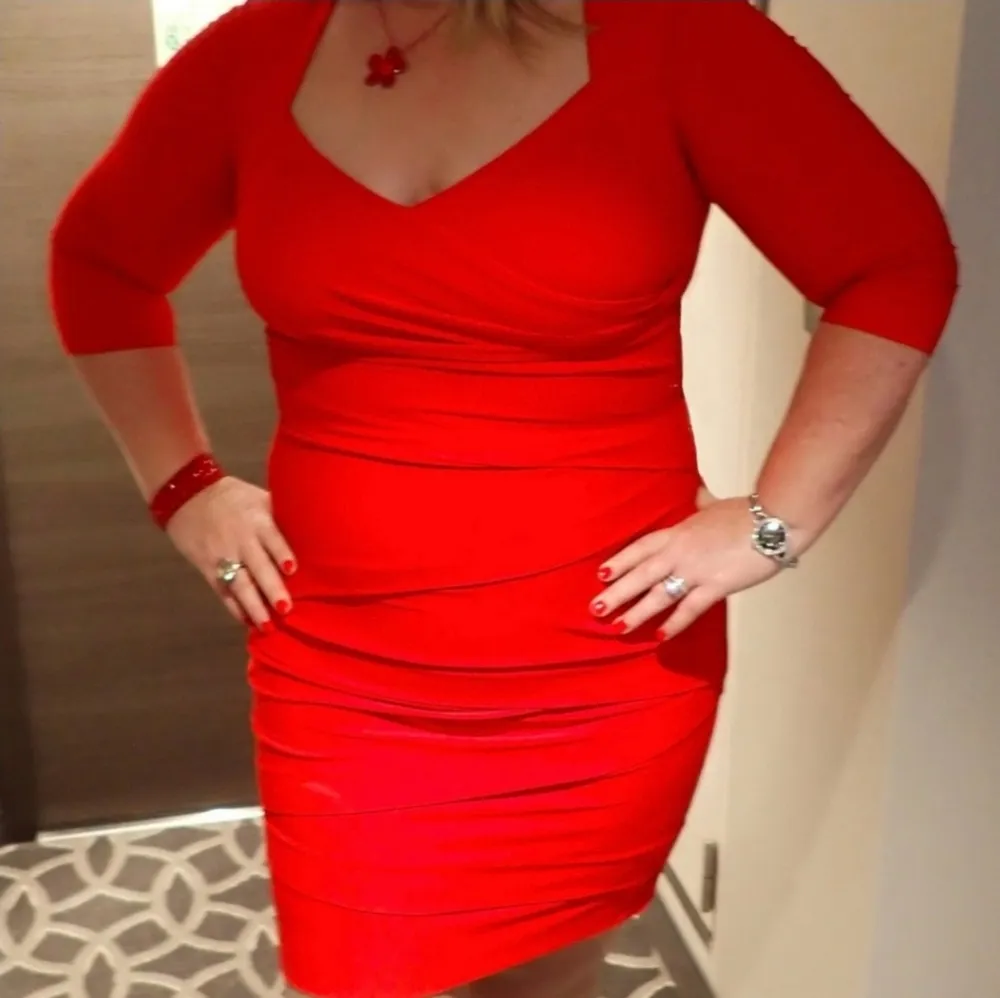 Womens Coral White House Black Market Body Shaping Dress - Image 4