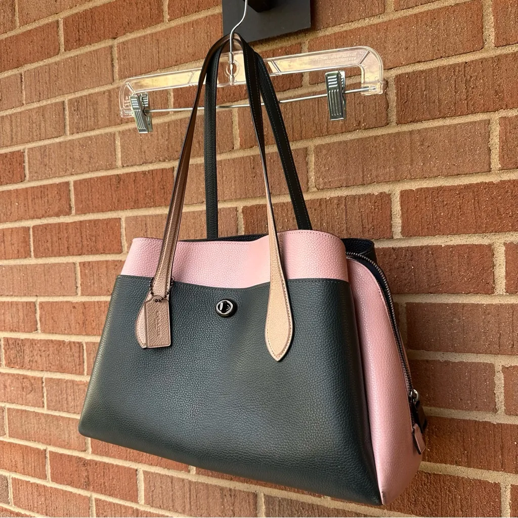 Coach Lora Carryall tote Colorblock in Pewter/Pine Green Aurora Multi Leather - Image 2