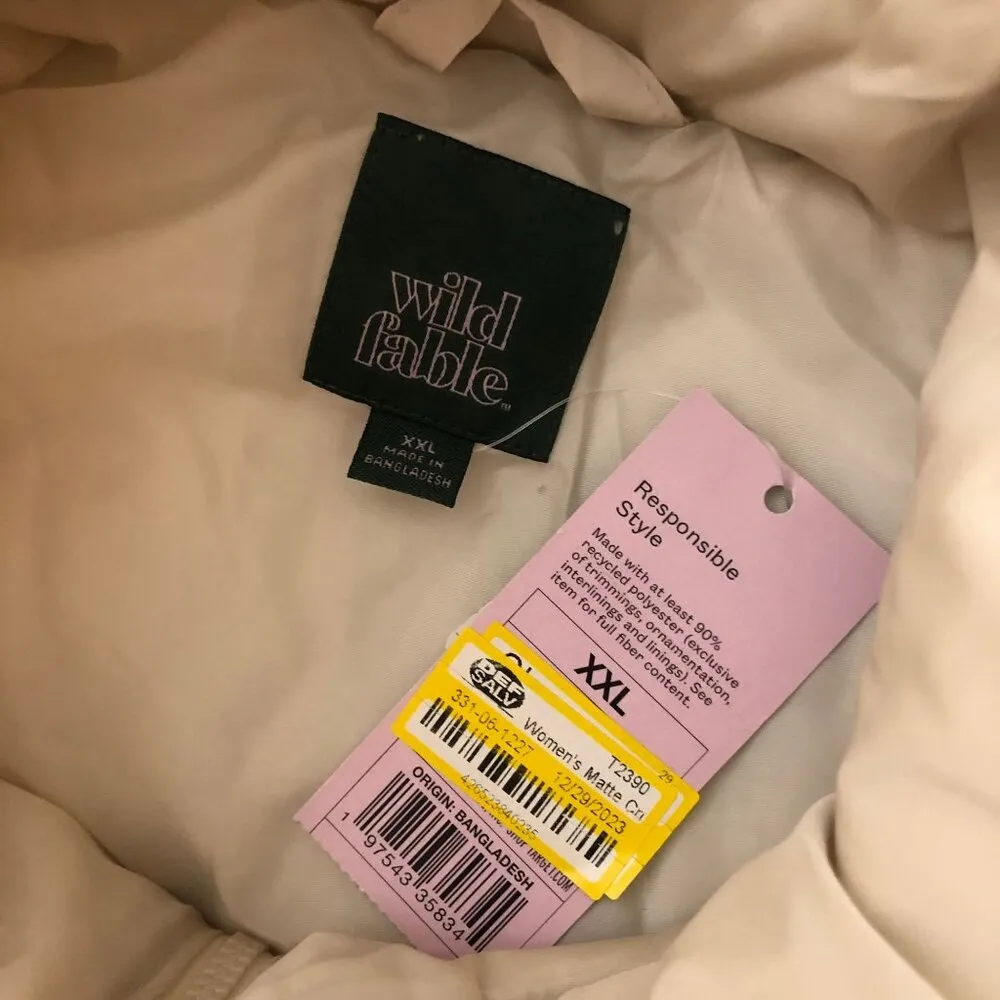 Wild Fable Womens Off White Ivory Puffer Vest Beige XXL - Image 5