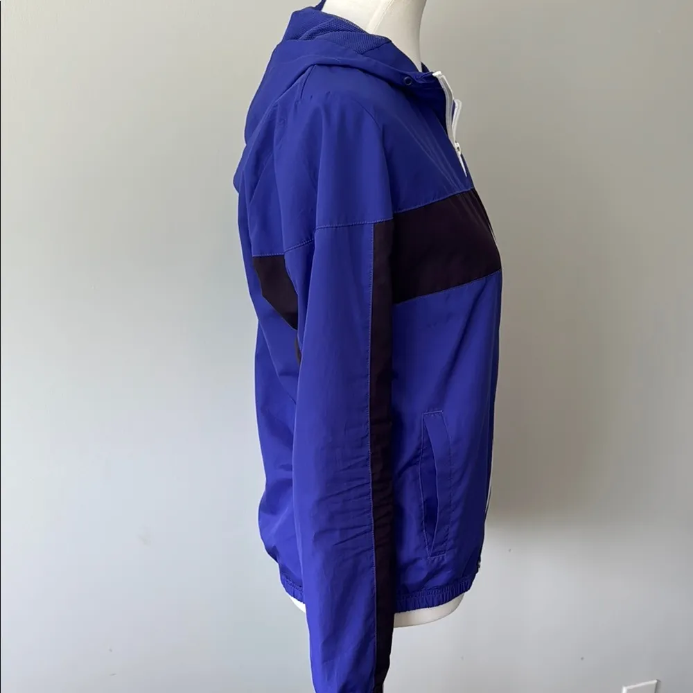 Reebok Blue Black Full Zip Athletic Windbreaker Athletic Hooded Jacket Unisex S - Image 7