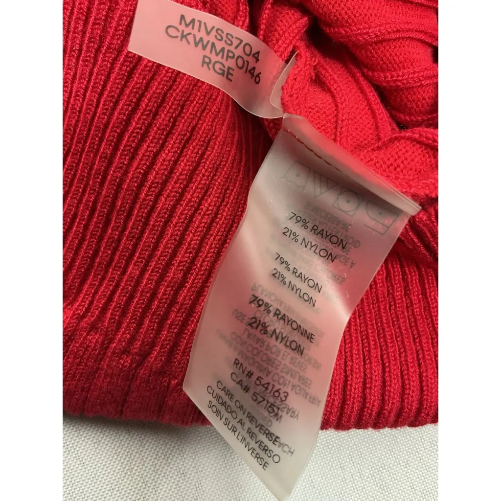 Womans Calvin Klein Long Sleeve Pullover Sweater Small Red Ribbed Knit - Image 3