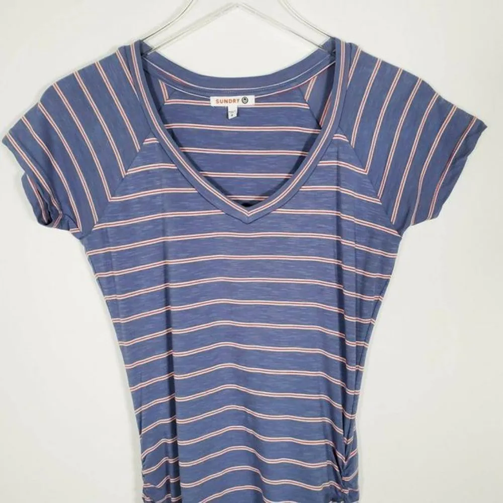 Sundry T-Shirt Dress M Striped Ruched Bodycon Casual Slub Spandex - Image 6