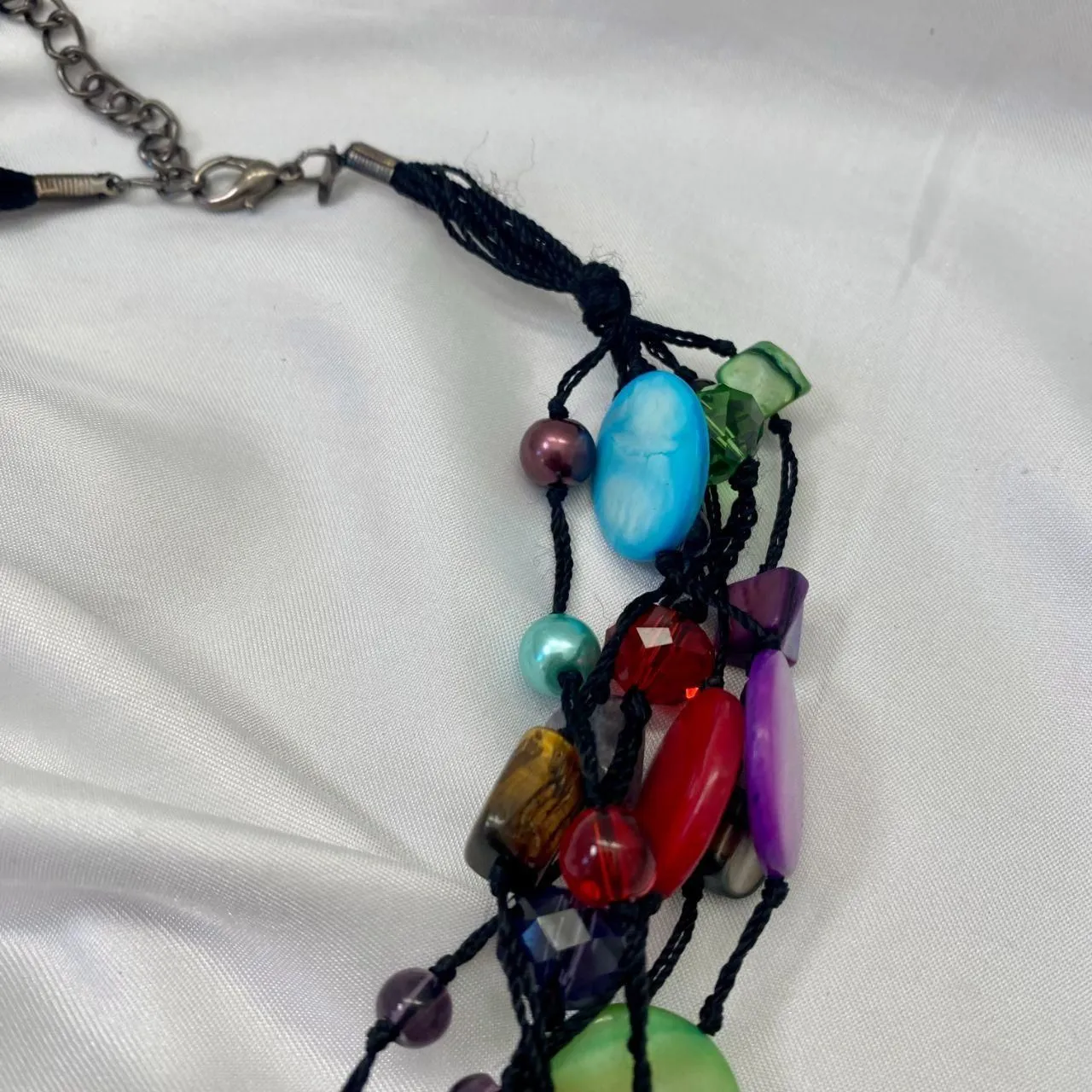 Early 2000's Signed Premier Designs Spectrum Multi Strand Stone Beaded Necklace - Image 4