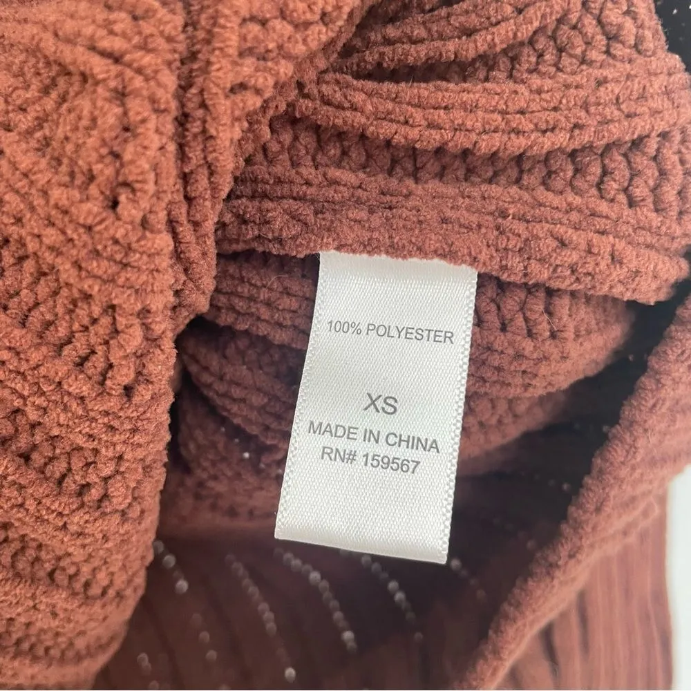 Hazel Moon Brown Cropped Sweater Quarter Zip Women’s Size XS - Image 5