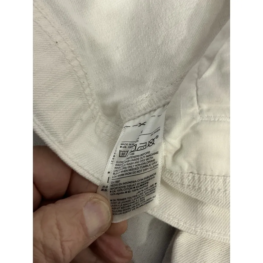 Old Navy Womans  White Distressed Small Button Down Jean Jacket - Image 4