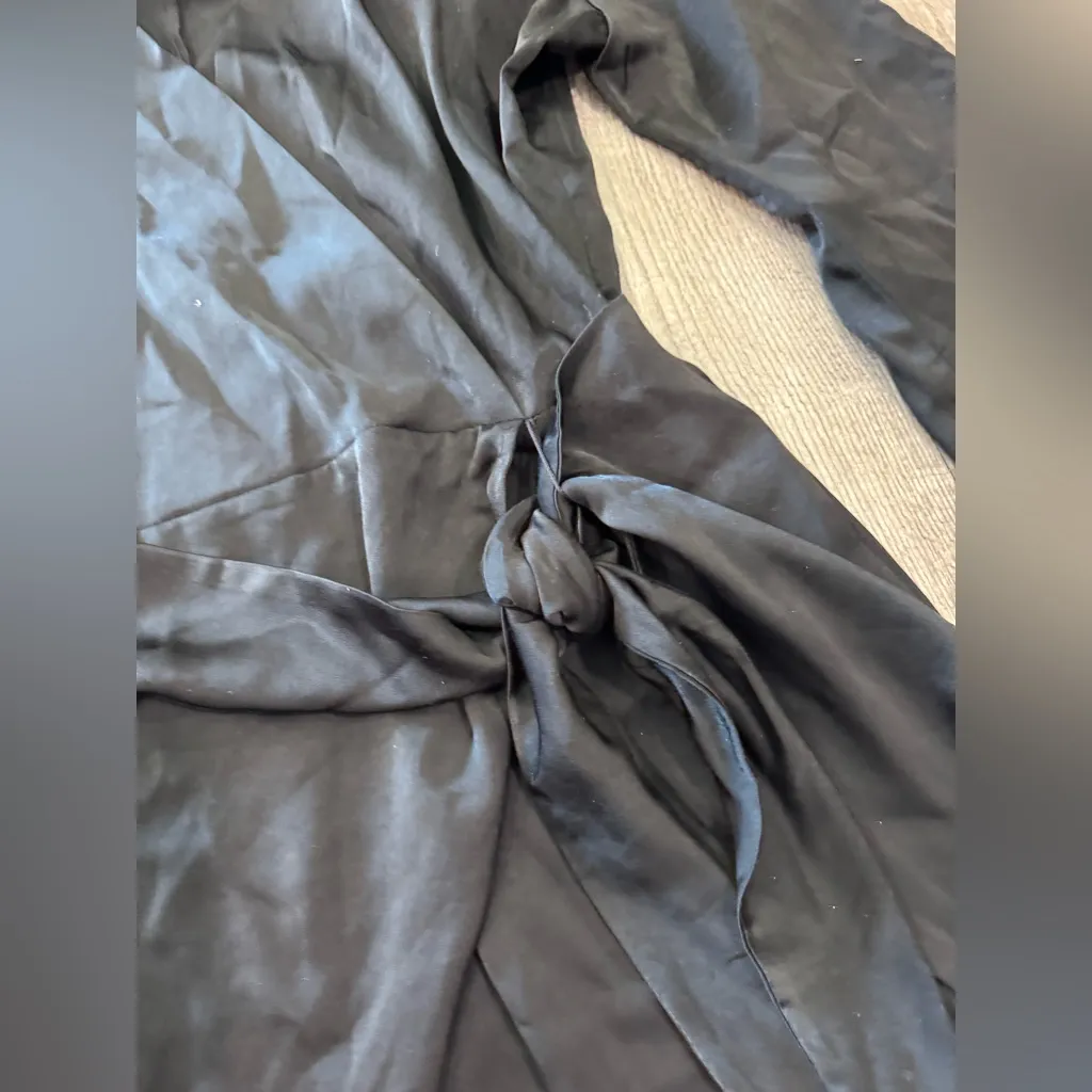 Wayf Black Satin Wrap dress - Image 8