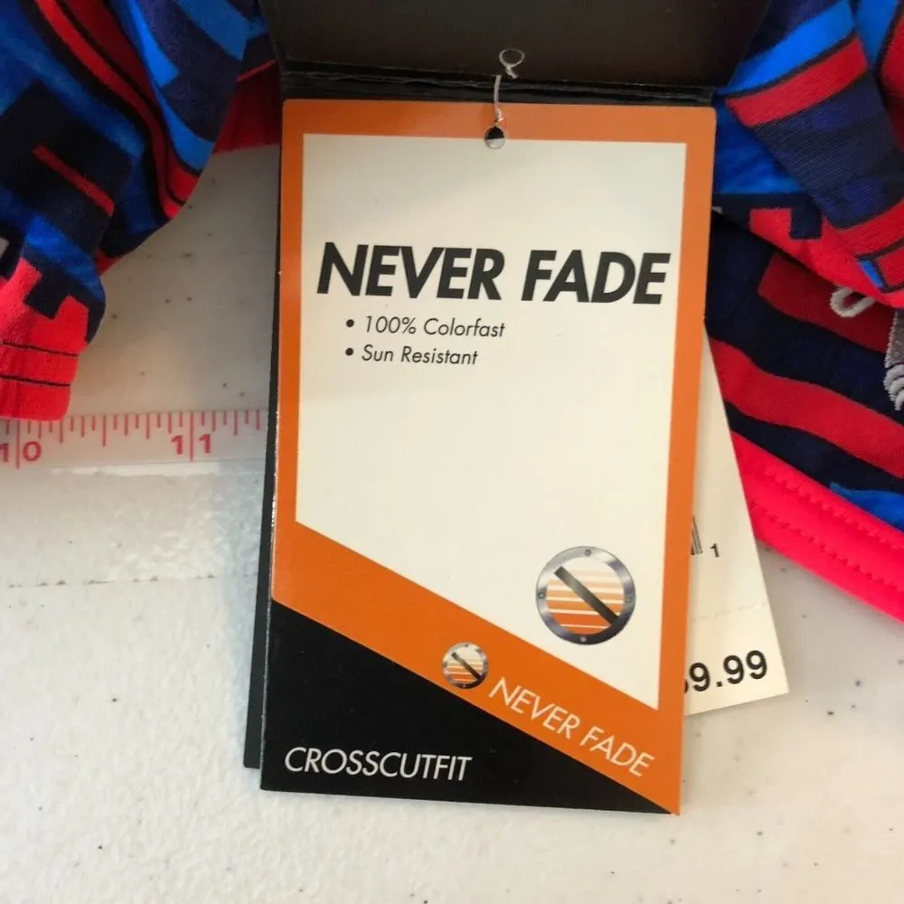 TYR Womens Anik Crosscutfit One Piece Swimsuit Geometric Red Blue 34 US M - Image 8