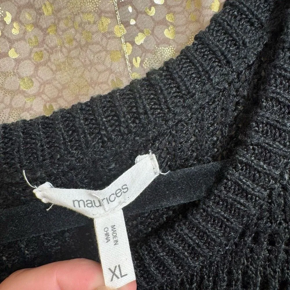 Maurice’s Black Crochet Knit Sweater Long Tank Top XL - Image 4