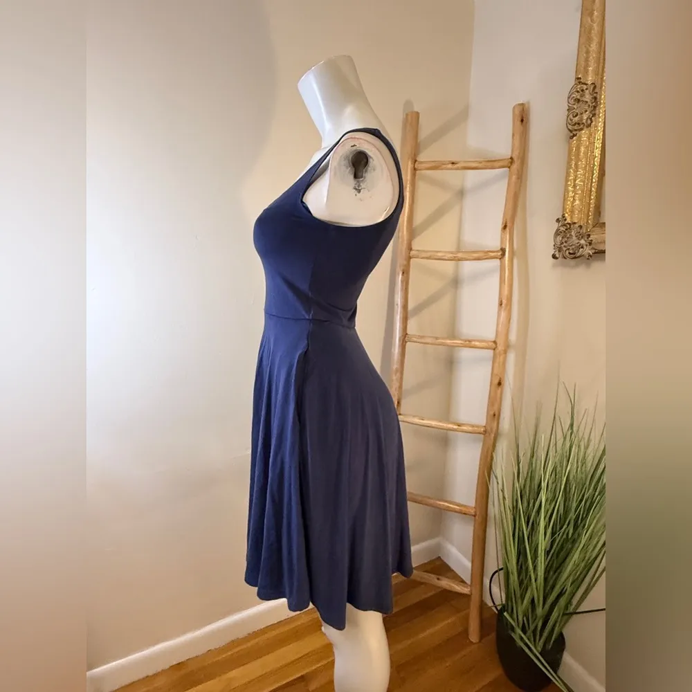 Quince Tencel Fit And Flare Sleeveless Tank Mini Dress Blue Small - Image 6