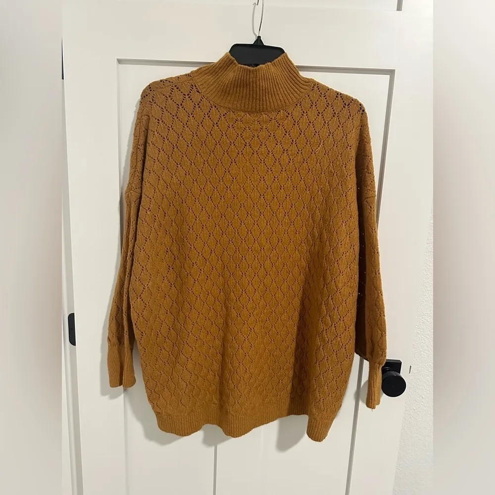 Wonderly Indian Gold Mock Neck Oversized Lightweight Sweater - Size 2X Fall cozy - Image 8