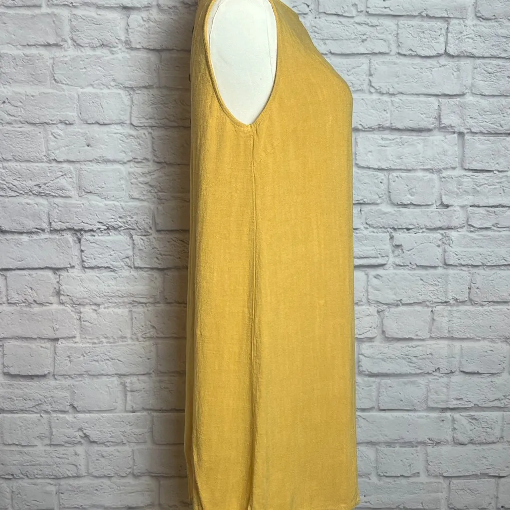 Crescent Mustard Yellow Linen Blend Sleeveless Dress - Image 6