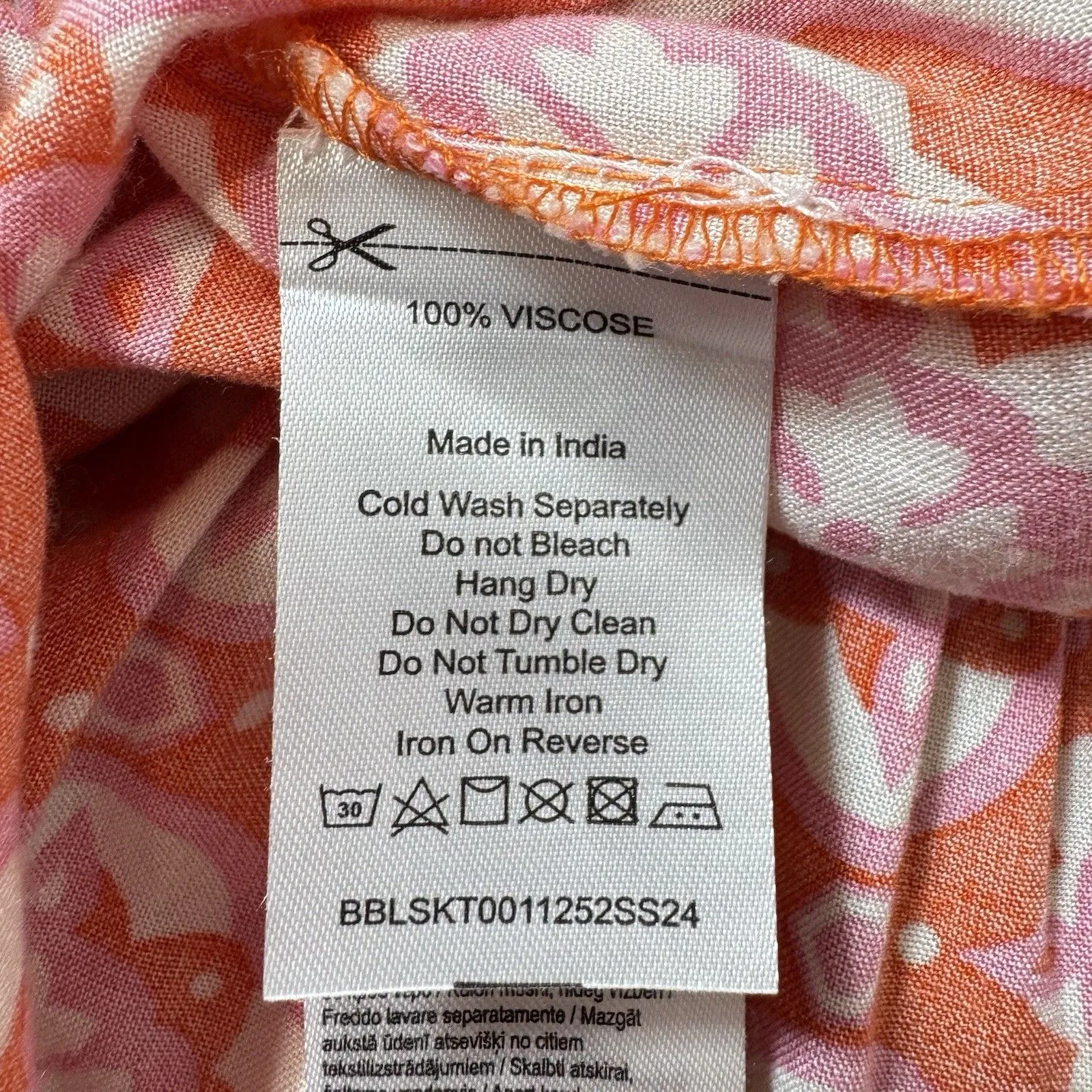 Boho Tiered Maxi Skirt Size 10 Pockets Tassels Peasant Cottagecore Prairie Y2K Orange - Image 6