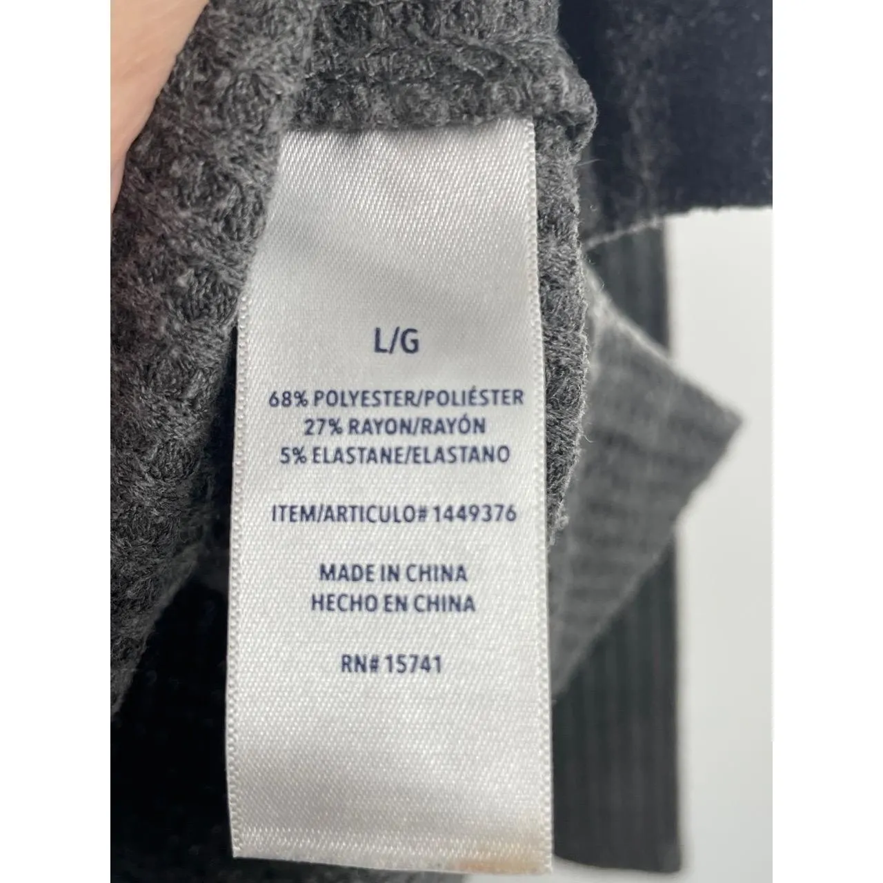 Splendid Women's Charcoal Gray Waffle Thermal Pullover‎ Long Sleeve Top Size L - Image 9