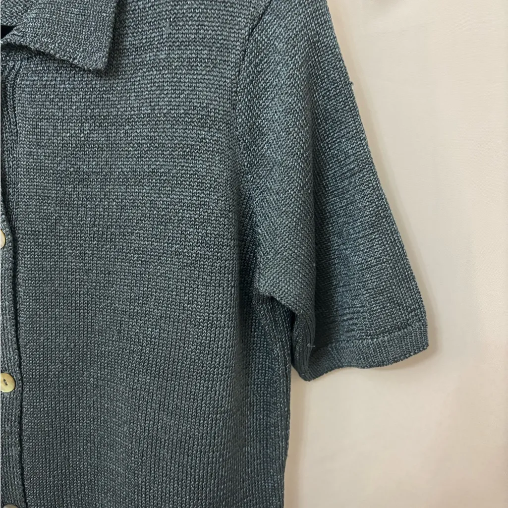 Zara Gray Knit Button-Up Shirt - Image 3