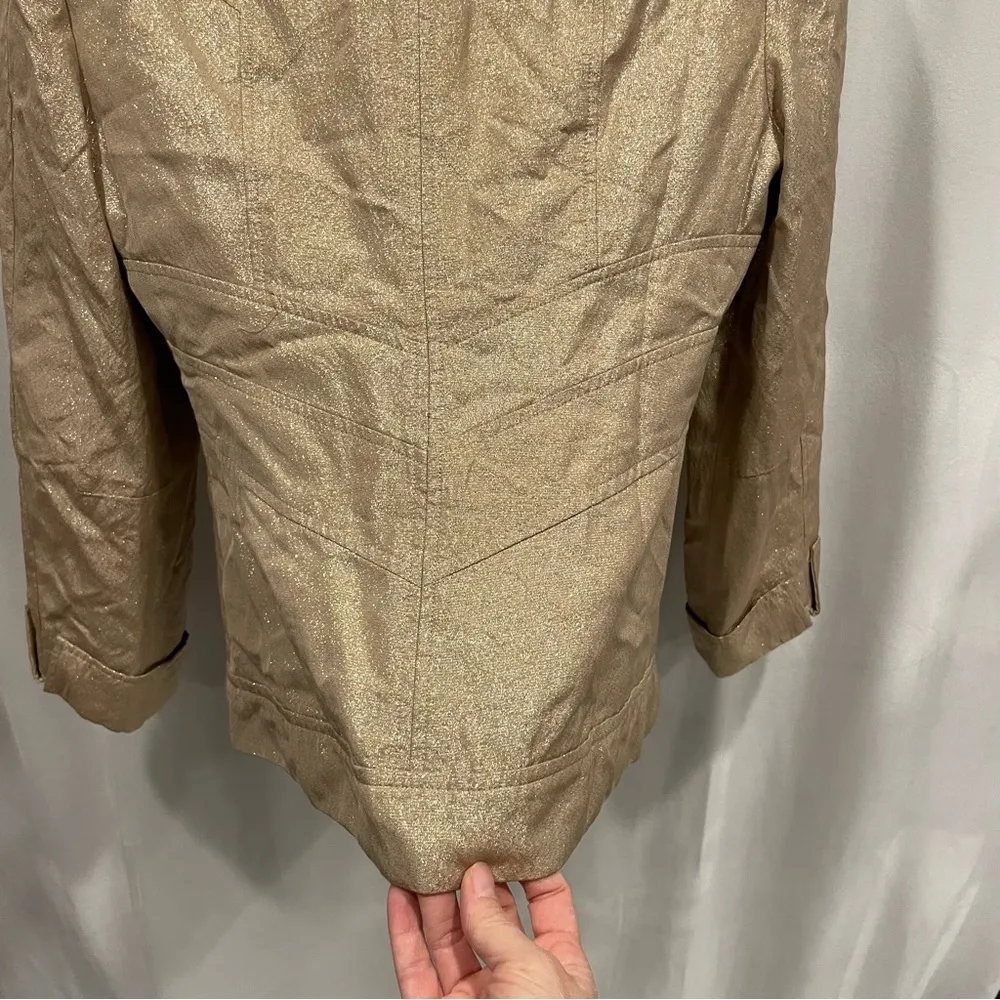 Vintage 90’s Jana Kos USA gold shiny bling bling lined blazer jacket pockets Size 8 - Image 5