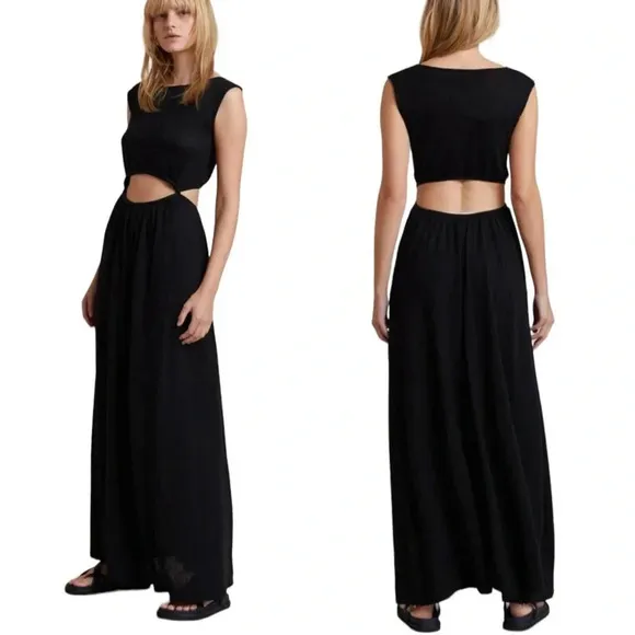 Bec & Bridge Knit Cutout Jimi Maxi Dress Black Size 2 with FLAW - Image 2