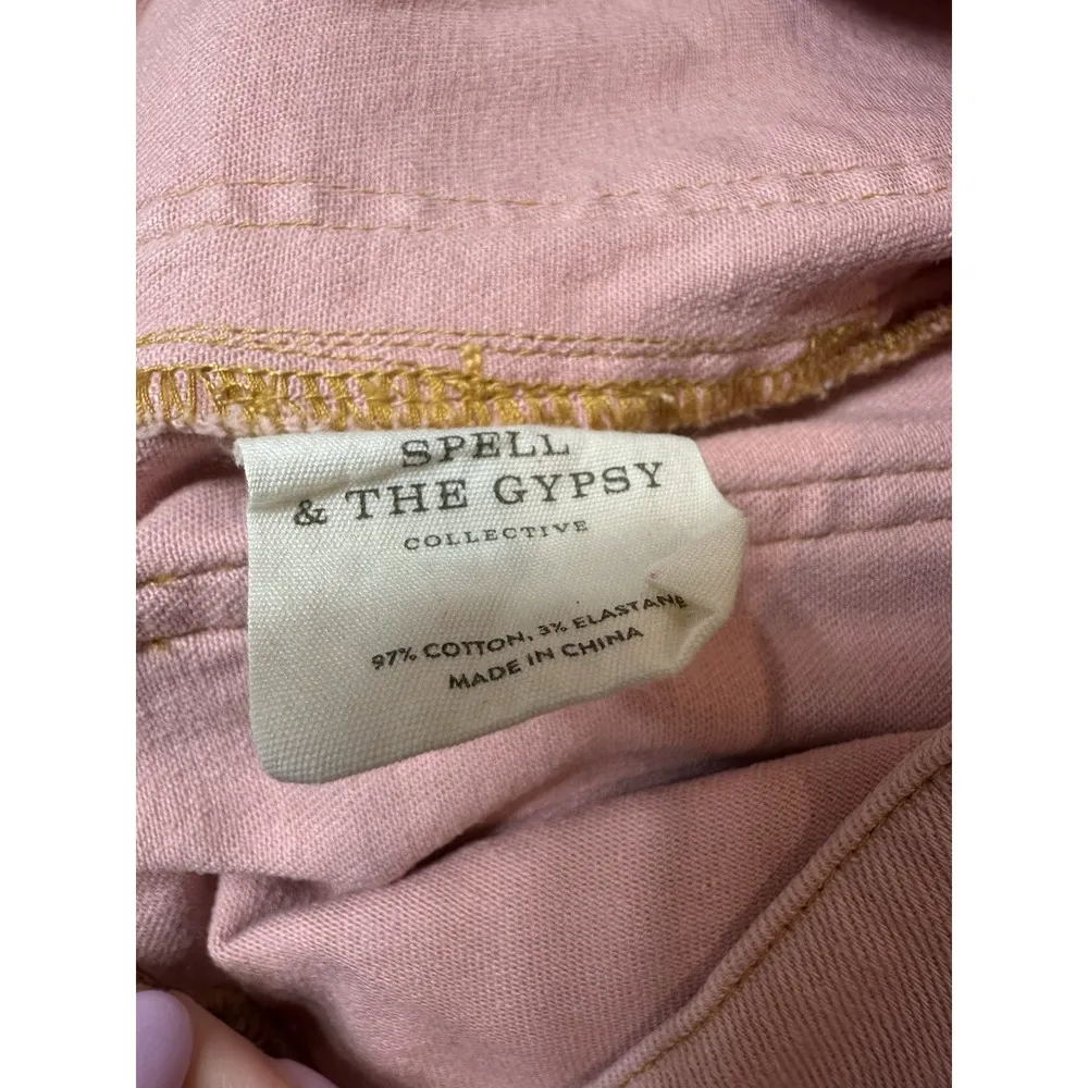 Spell & The Gypsy Collective Pink Flare Pants Size Small Boho Embroidered "Cove" - Image 8