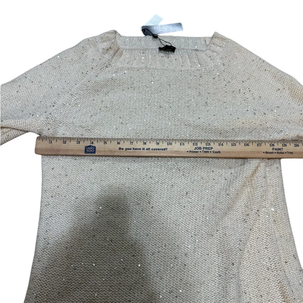 NWT‎ Talbots Wool Blend Sequin Sweater Cozy Women's X Ivory/Cream - Image 6