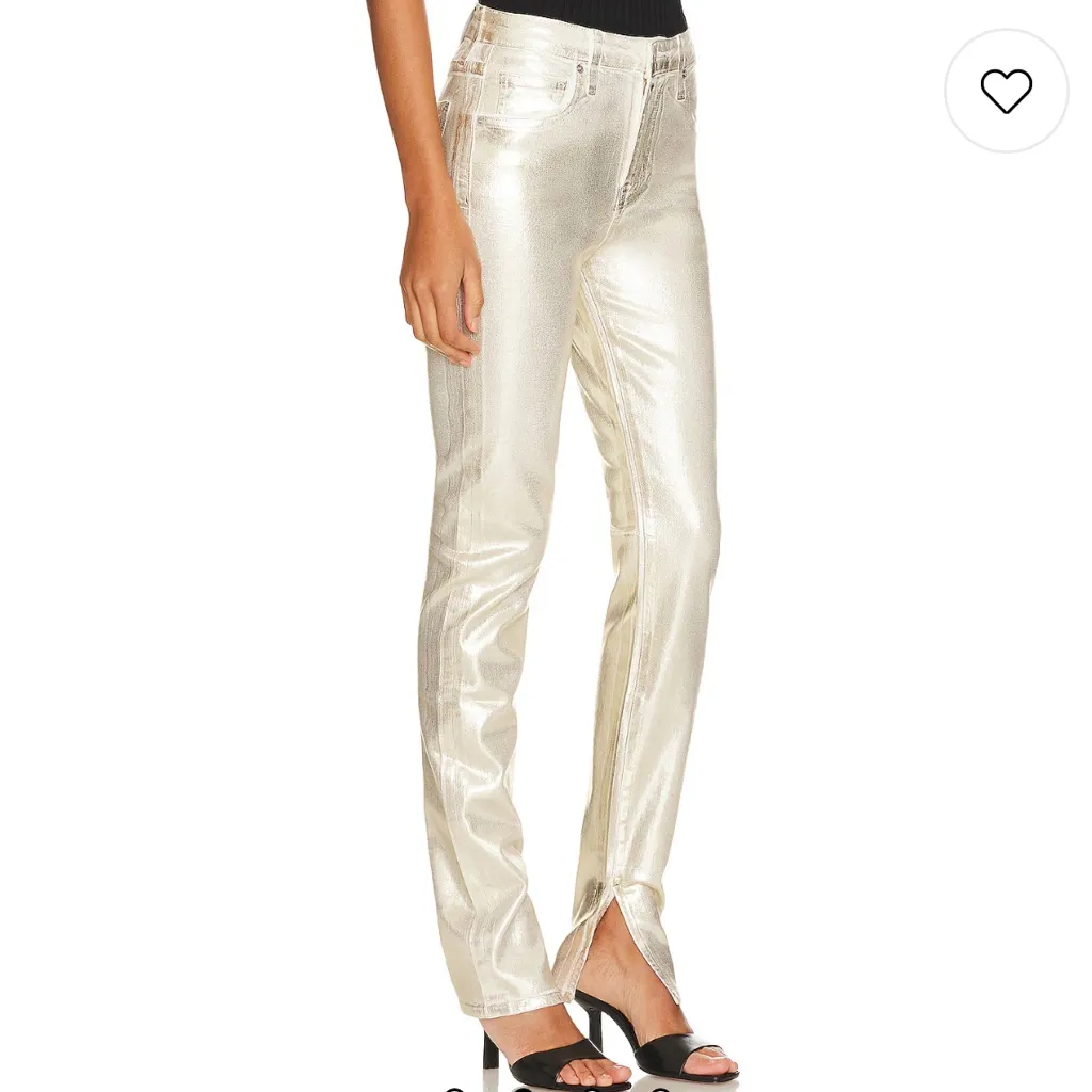 Jonathan Simkhai Rae High Rise Skinny Jeans in Gold Foil Size 26 - Image 2