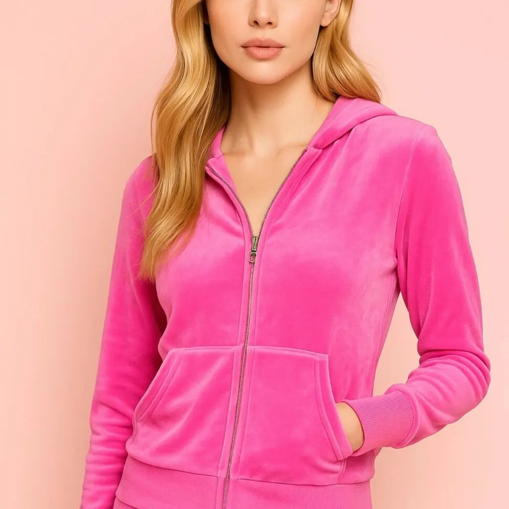Juicy Couture Pink Velour Tracksuit OG Rhinestone Back Logo Sz L NWT - Image 5