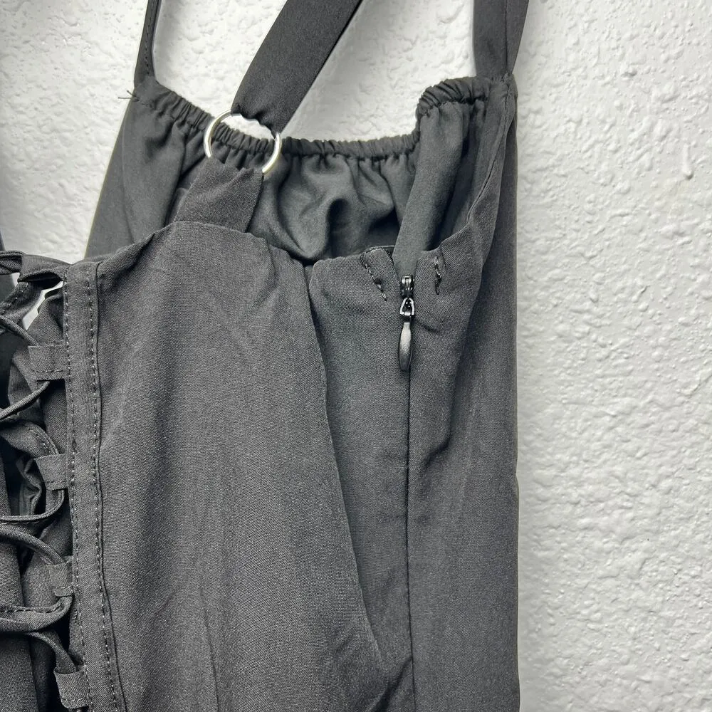 Marthea Womens Maxi Dres Large Corset Fairygoth Renaissance Witchy Regency Boho Black - Image 10