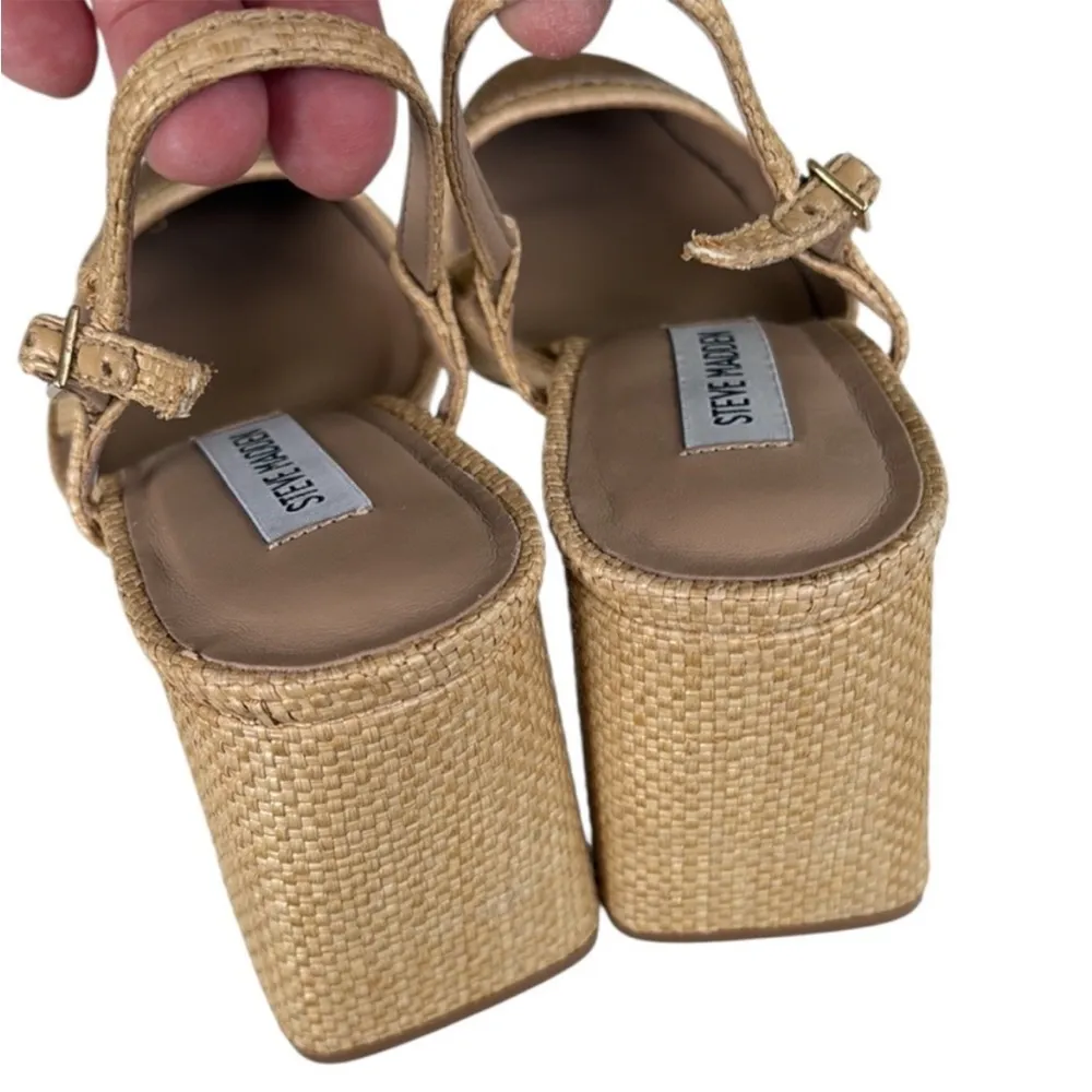 Like New Steve Madden Becka Raffia Sling Back
Heels Size 8.5 - Image 8