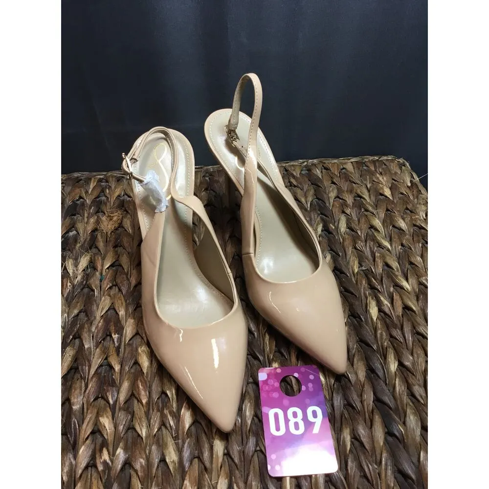 Sam Edelman Hazel Slingback Pumps Heels Women's 7 Beige Leather Pointed Toe - Image 2