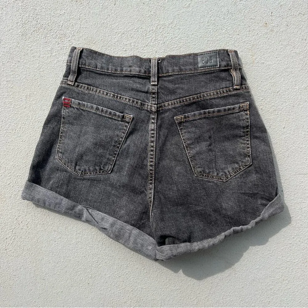 BDG urban outfitters mom high-rise black faded rolled hem jean shorts - Image 2