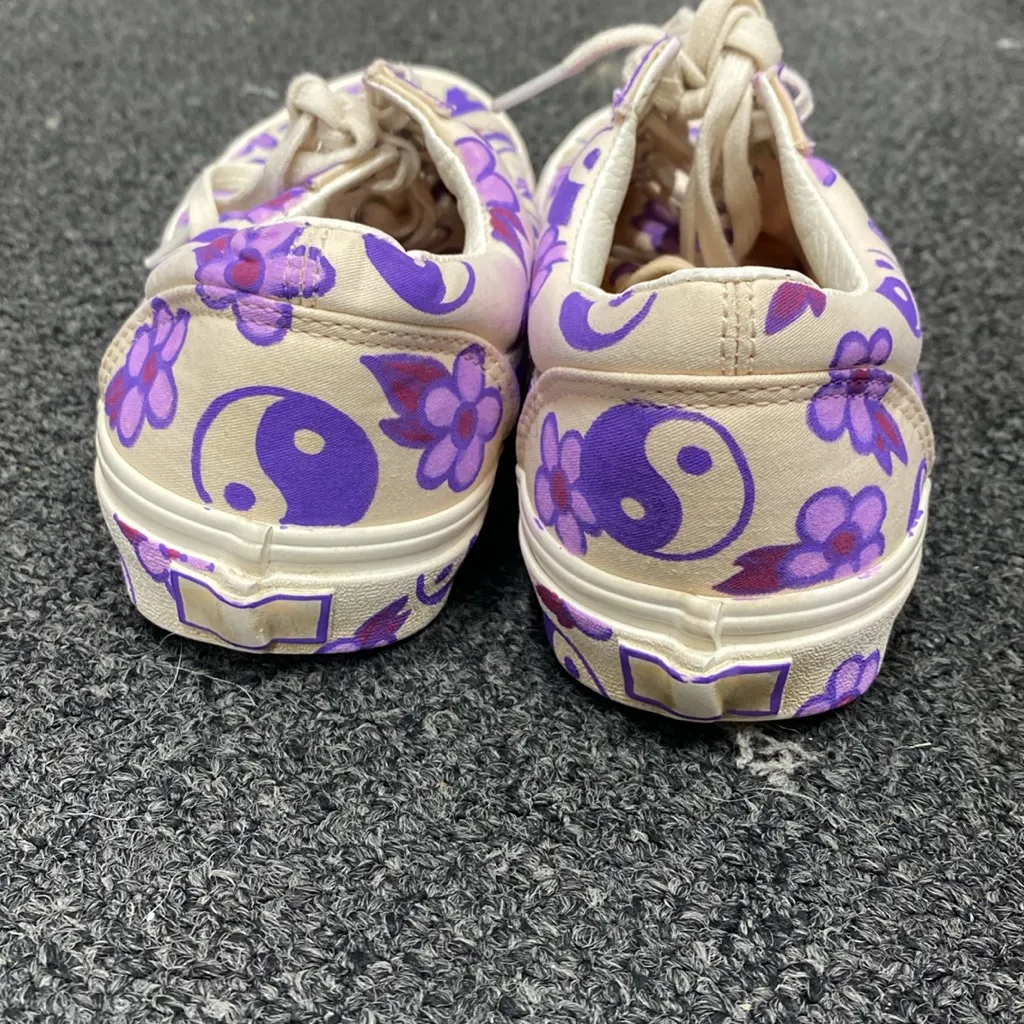 Vans hand painted festival peace sign floral sneakers purple white 7.5 - Image 4