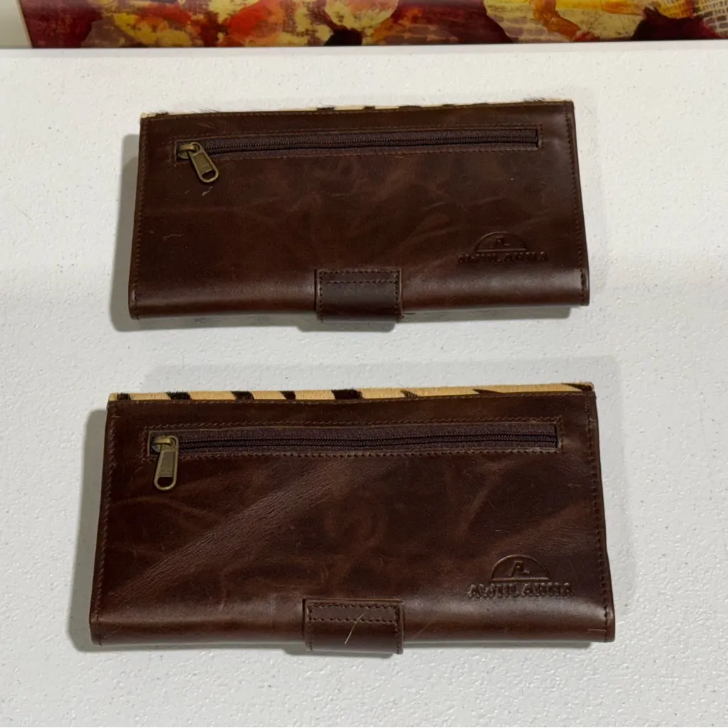 Lot Of 2 Real Handmade Animal Print Fur Leather Loop Closure Wallet/Hand Clutch - Image 10
