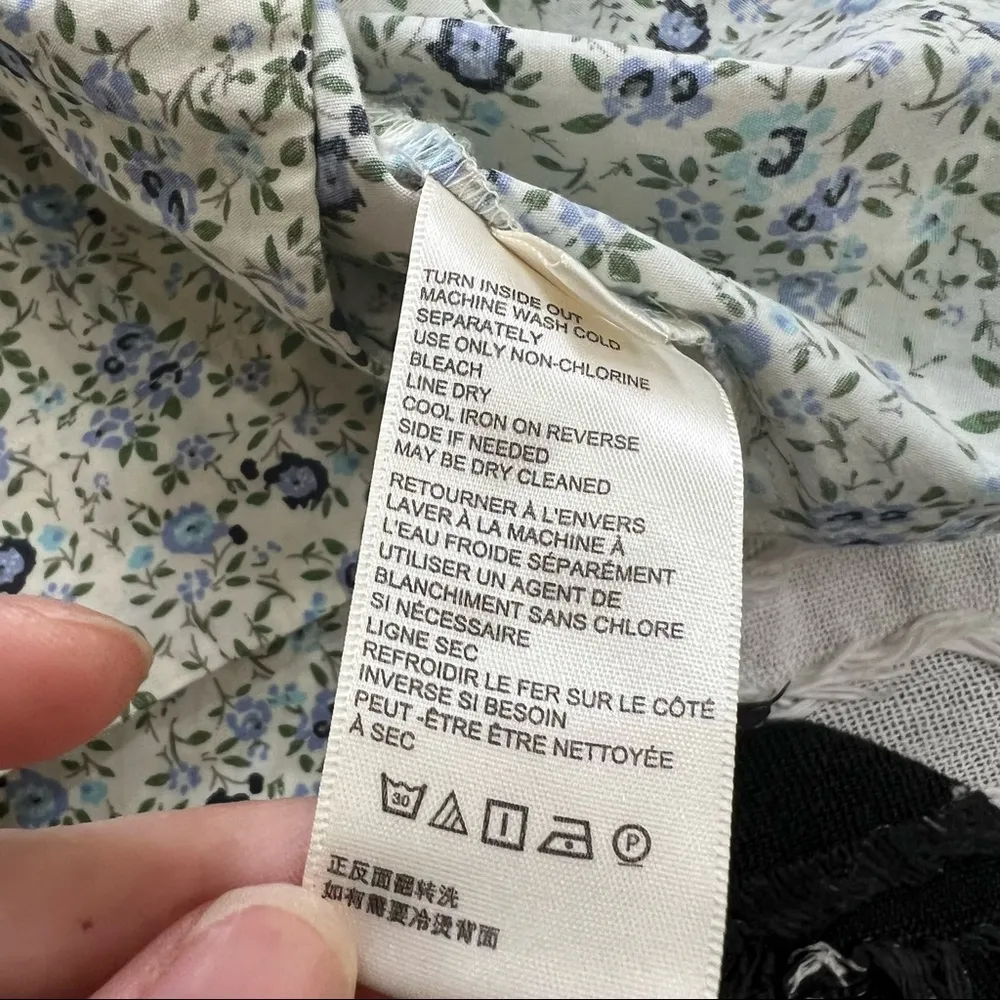 Free People Petunia Blue Floral Color Smocked Sleeveless Apron Dress Sz L Boho - Image 10