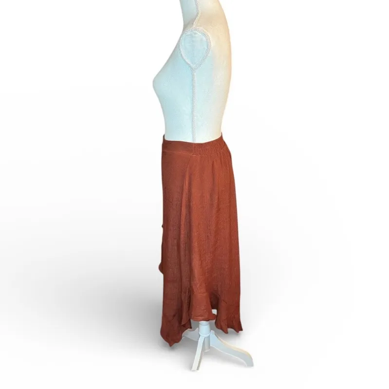 BCX Asymmetrical Skirt in Warm Rust boho chic scarf skirt Fairycore - Image 5