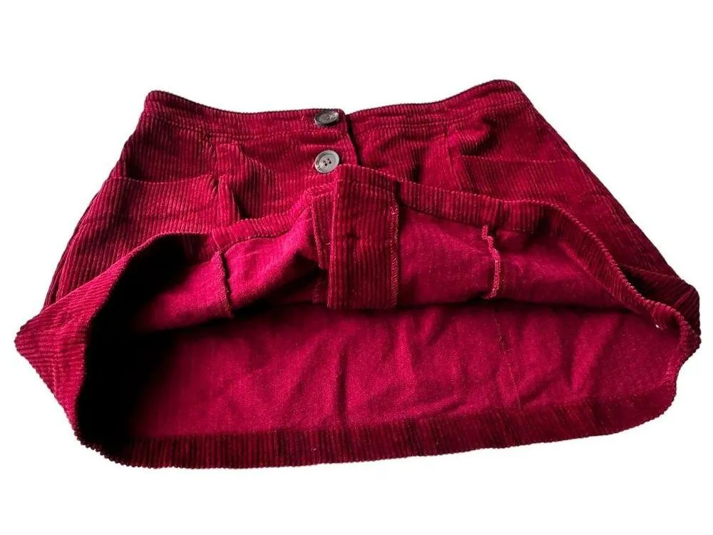 Chloe & Katie Corduroy Mini Skirt Medium Burgundy Front Pockets School W… Size undefined - Image 7