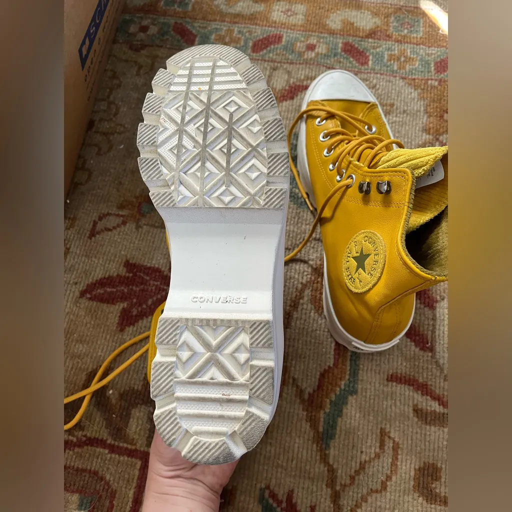 Converse All Star Chuck Taylor High-Top Leather lugged boots gold dart size 10 - Image 14