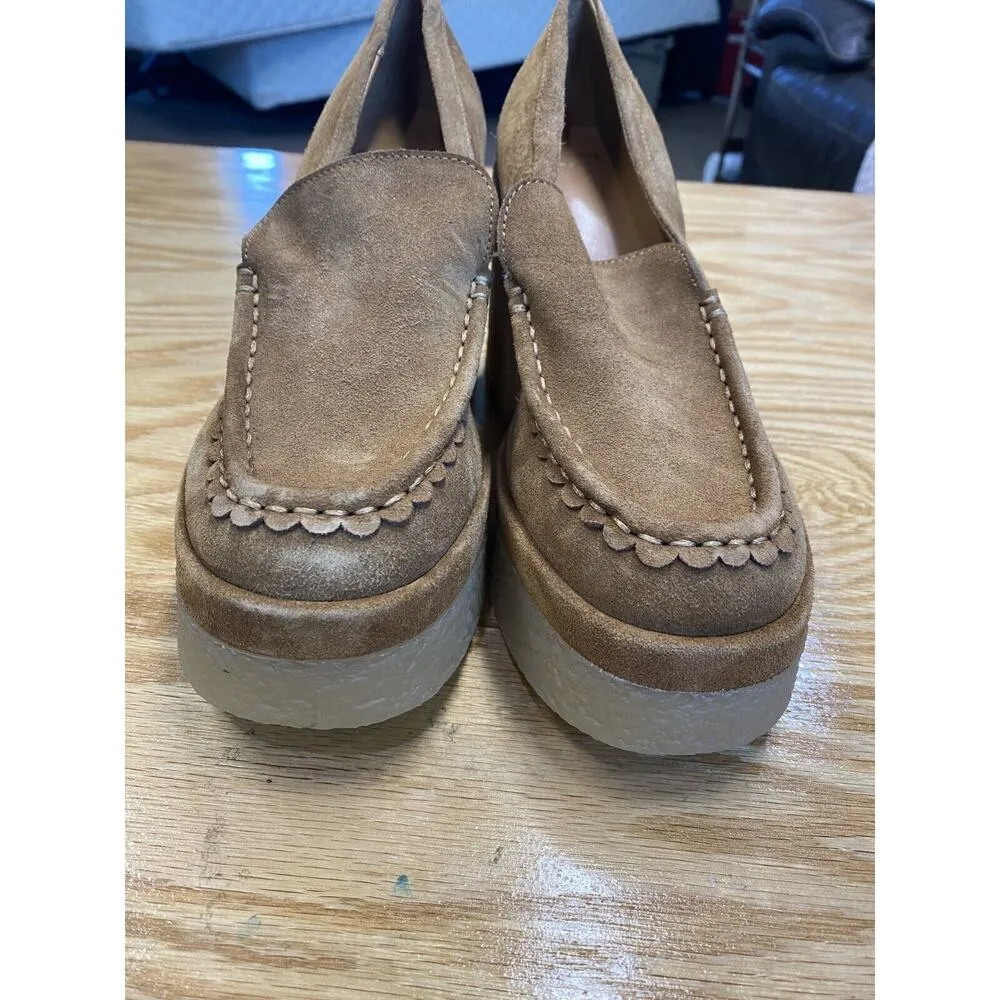 Marc Fisher Mllina Women's 7.5M Brown Suede Slip On Round Toe Platform Heels S29 - Image 2