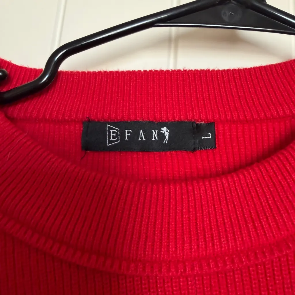 Bright Red Sweater Size L - Image 2